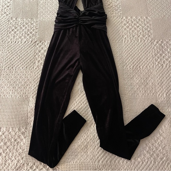 Ronny Kobo Black Velvet Halter Jumpsuit - Black - Picture 4 of 8